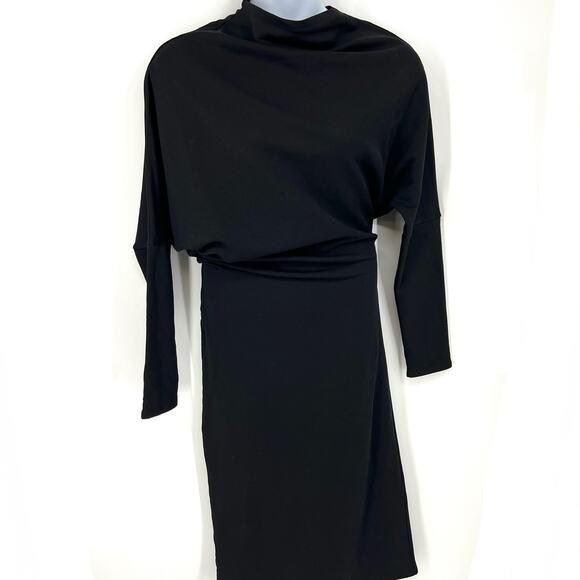 Marcella NYC Charis Black Cotton Blend Asymmetrical Scuba Dress Size Large NWT - Picture 7 of 7